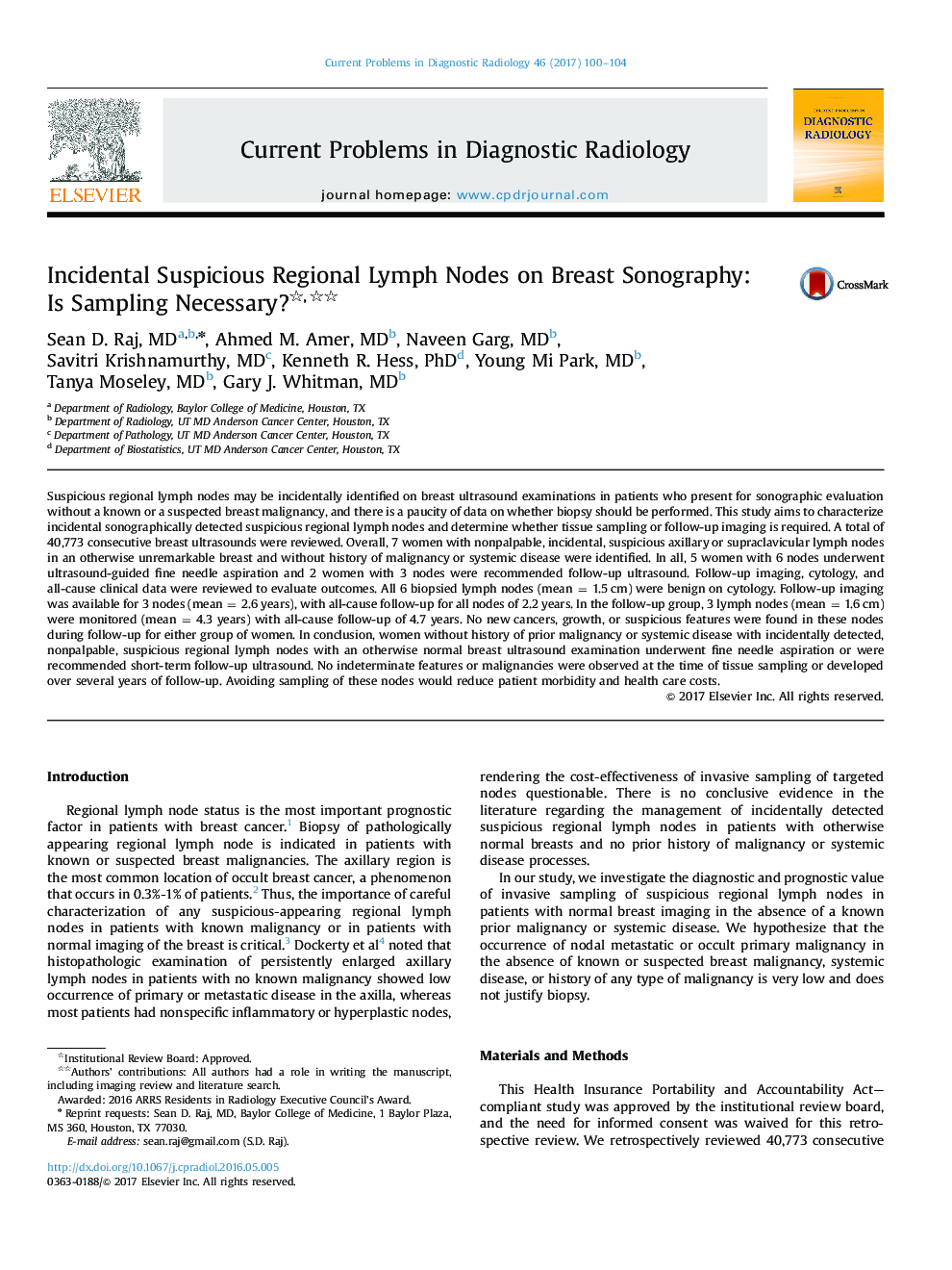Incidental Suspicious Regional Lymph Nodes on Breast Sonography: Is Sampling Necessary?