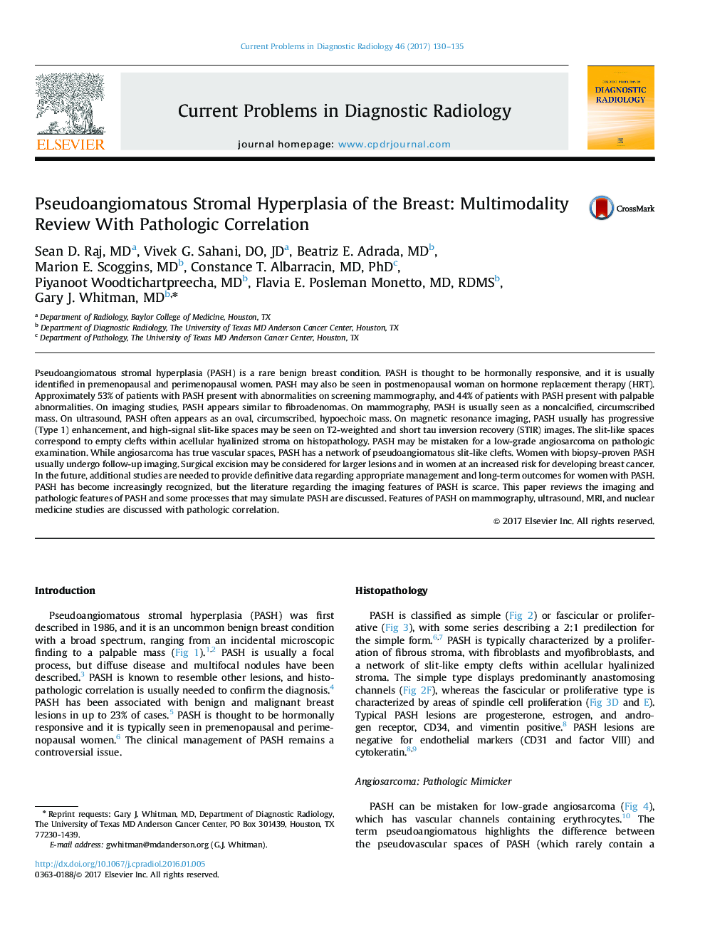Pseudoangiomatous Stromal Hyperplasia of the Breast: Multimodality Review With Pathologic Correlation