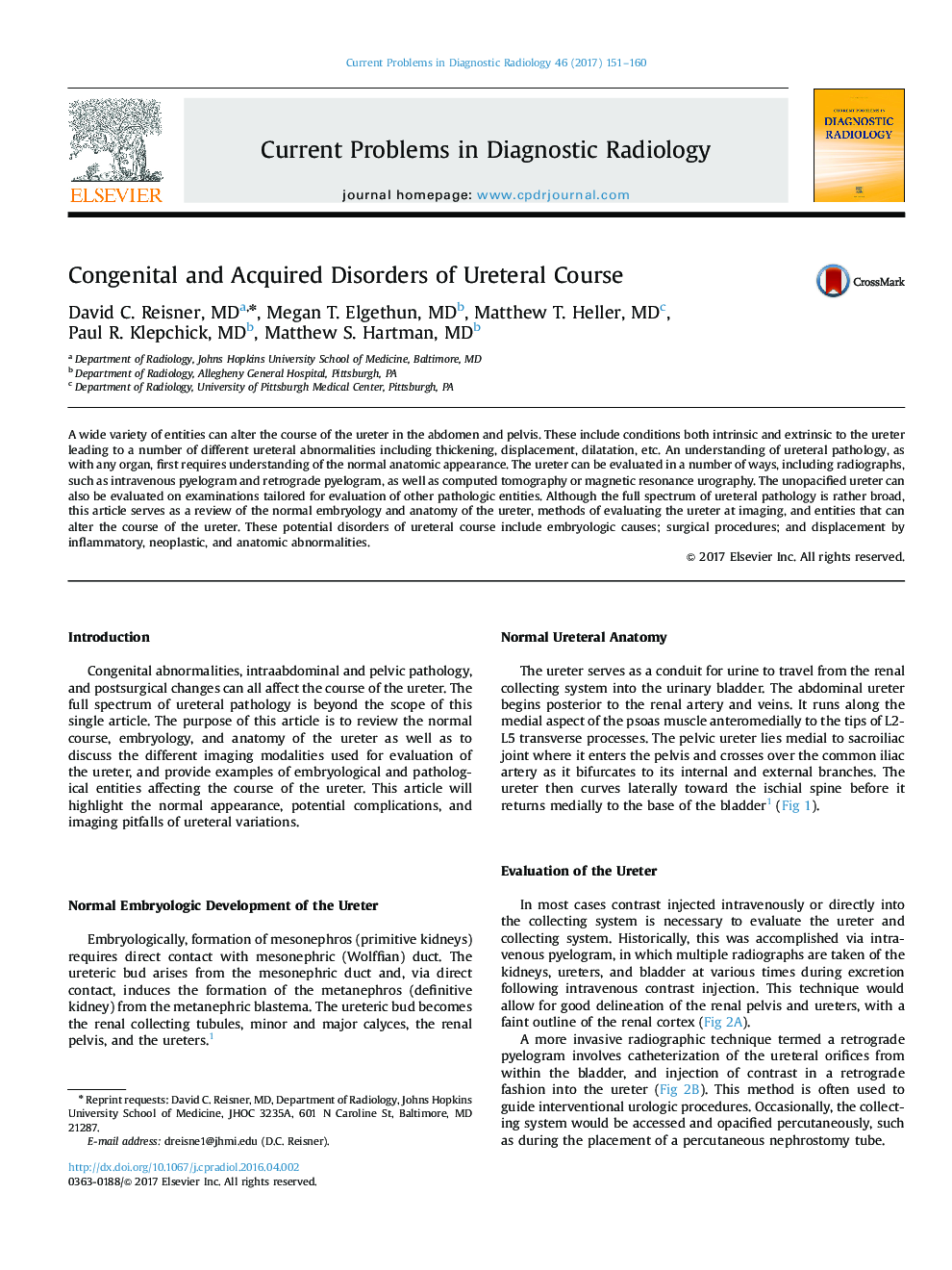 Congenital and Acquired Disorders of Ureteral Course