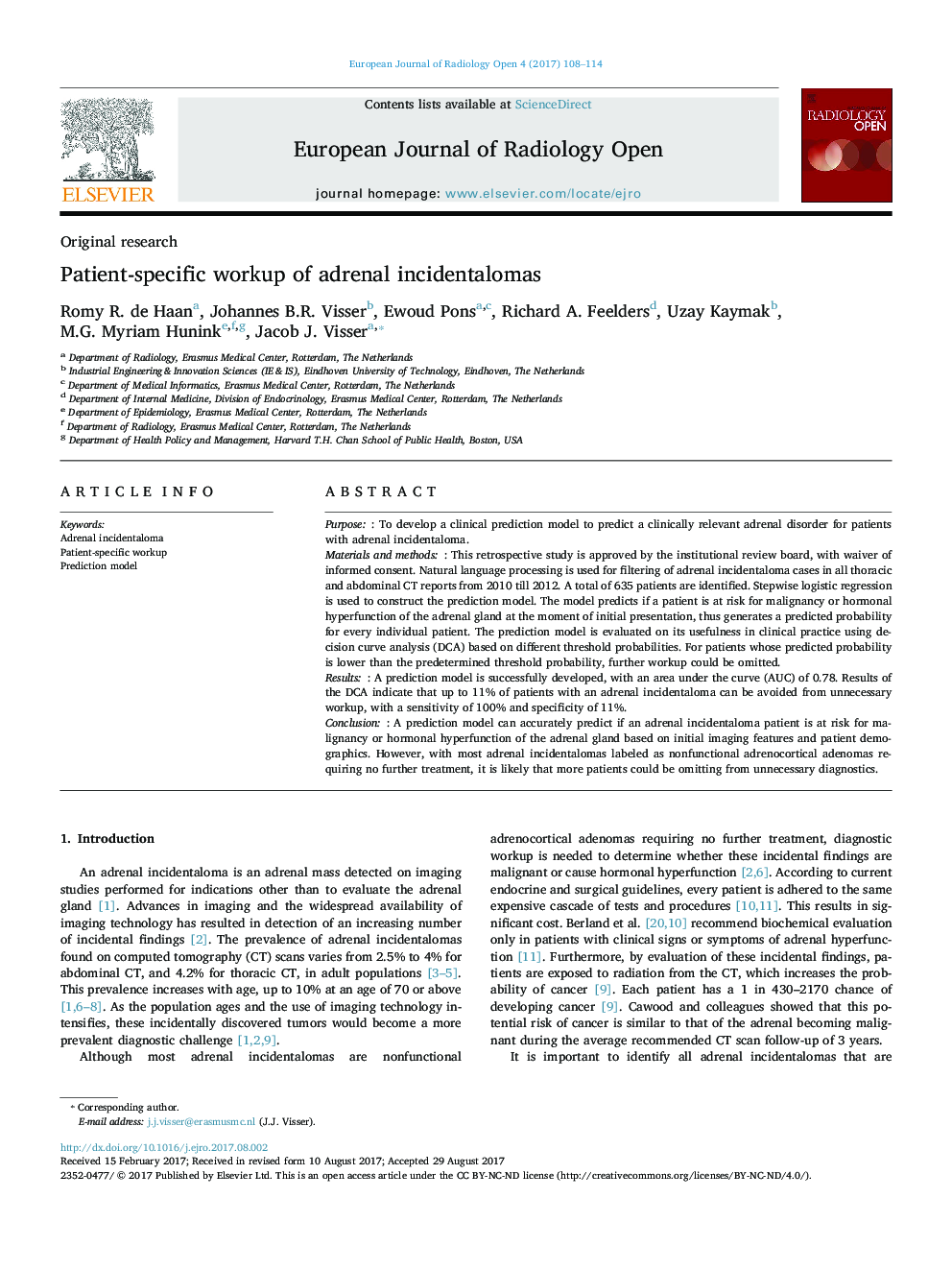 Original researchPatient-specific workup of adrenal incidentalomas