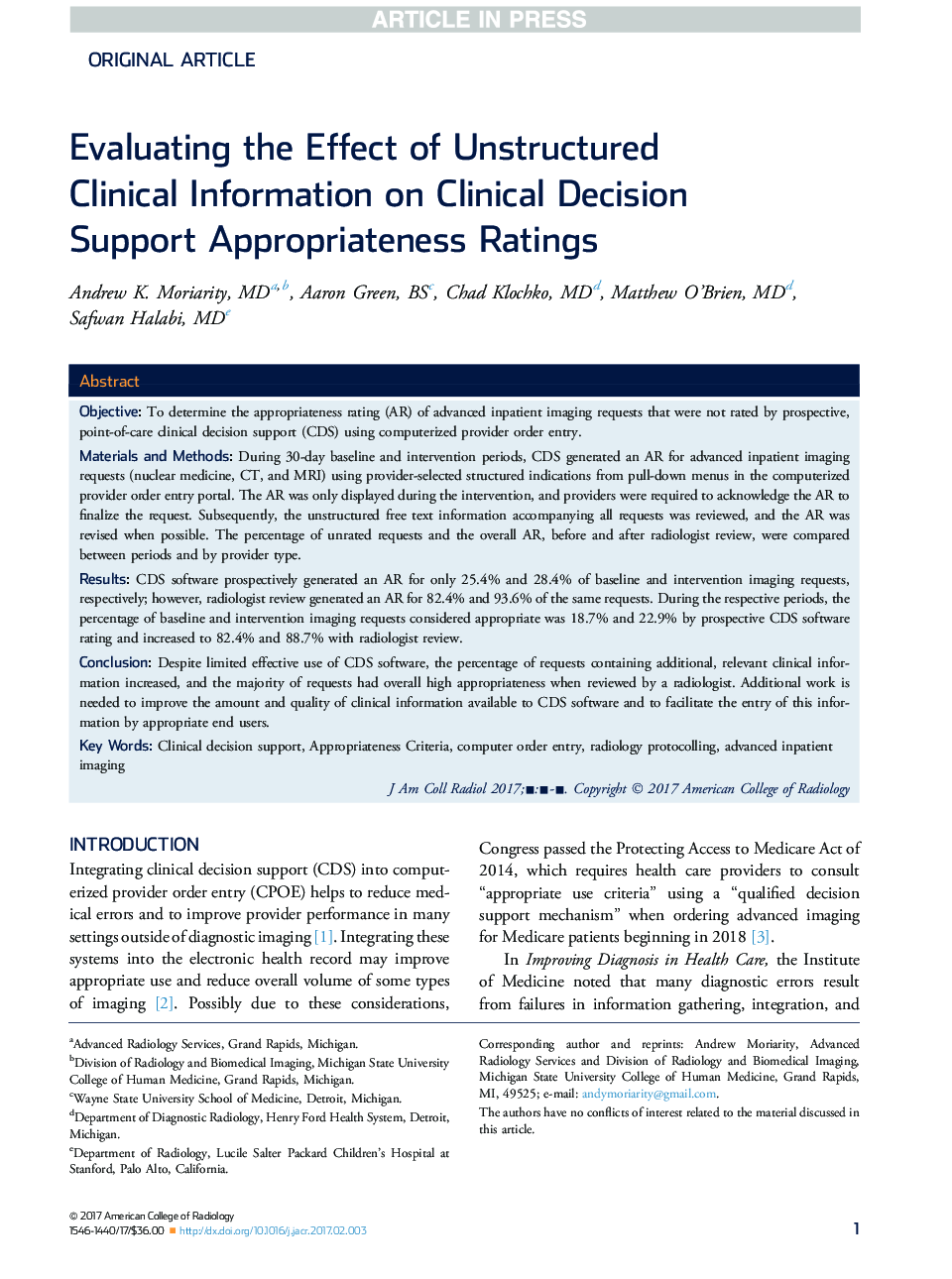 Evaluating the Effect of Unstructured Clinical Information on Clinical Decision Support Appropriateness Ratings