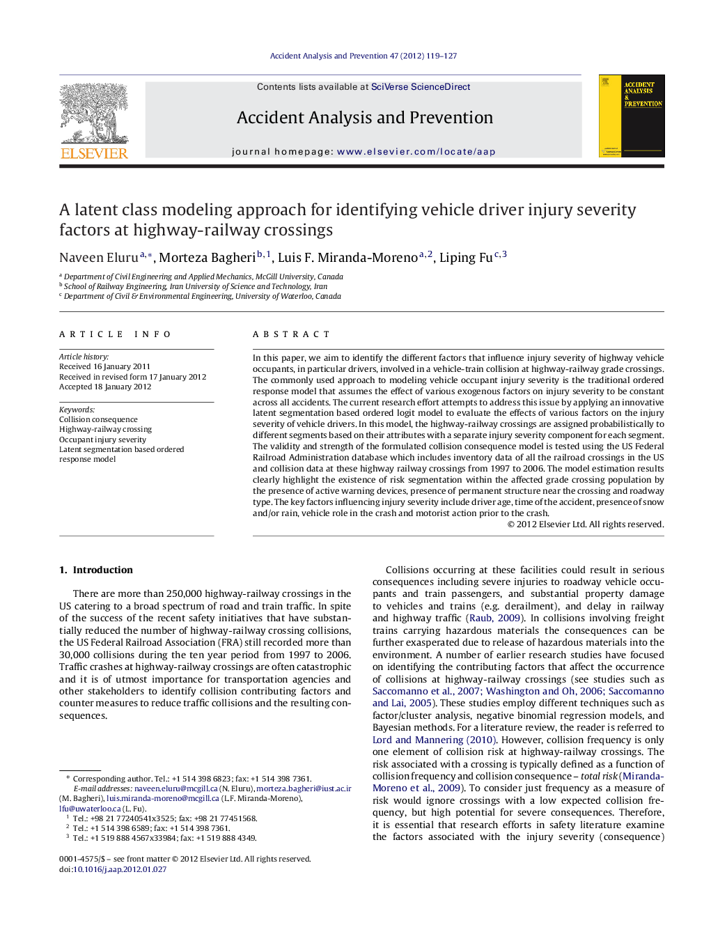 A latent class modeling approach for identifying vehicle driver injury severity factors at highway-railway crossings