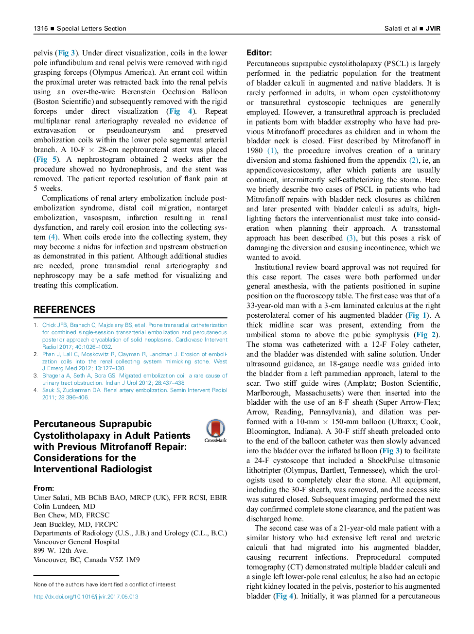 Percutaneous Suprapubic Cystolitholapaxy in Adult Patients with Previous Mitrofanoff Repair: Considerations for the Interventional Radiologist