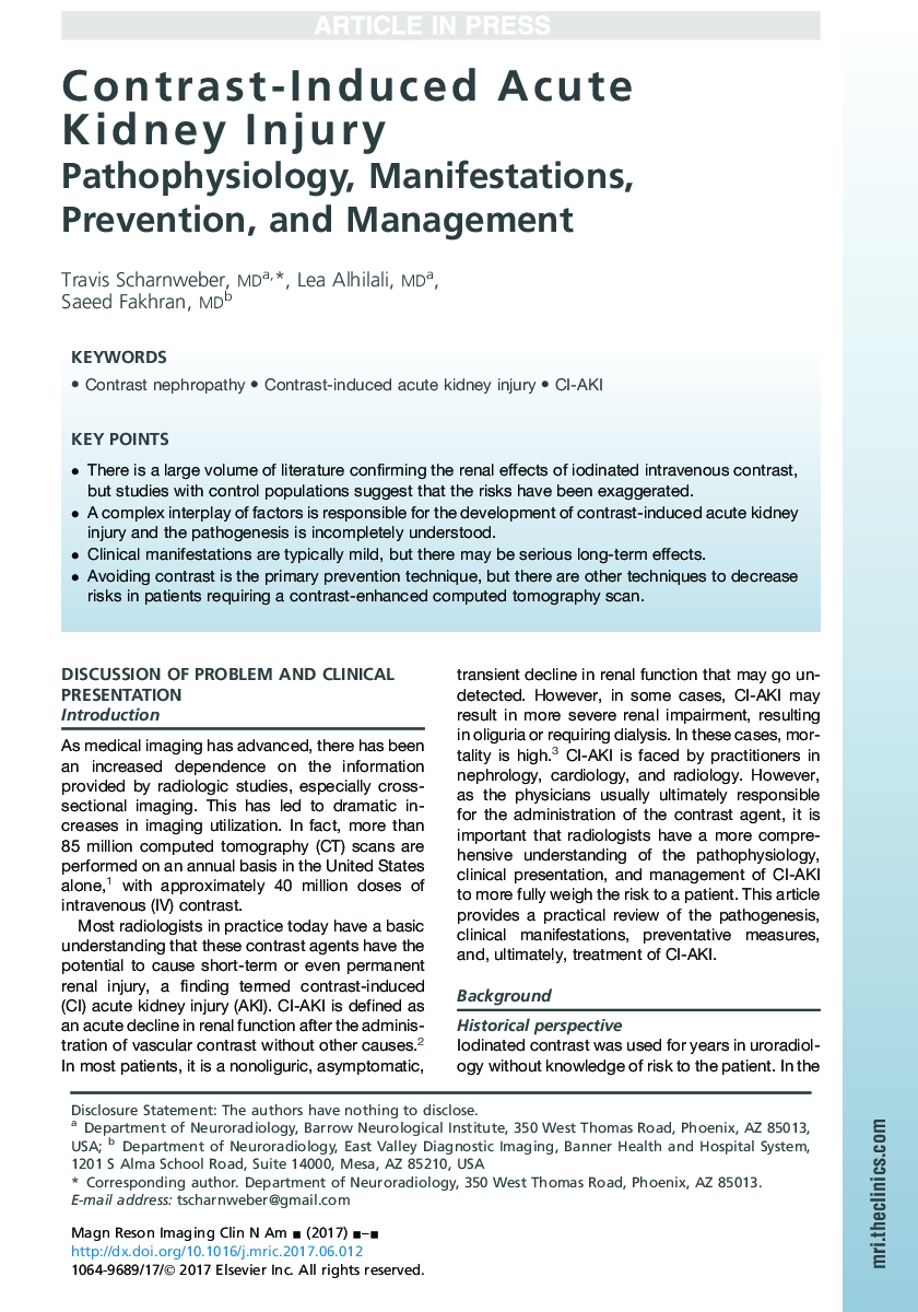 Contrast-Induced Acute Kidney Injury