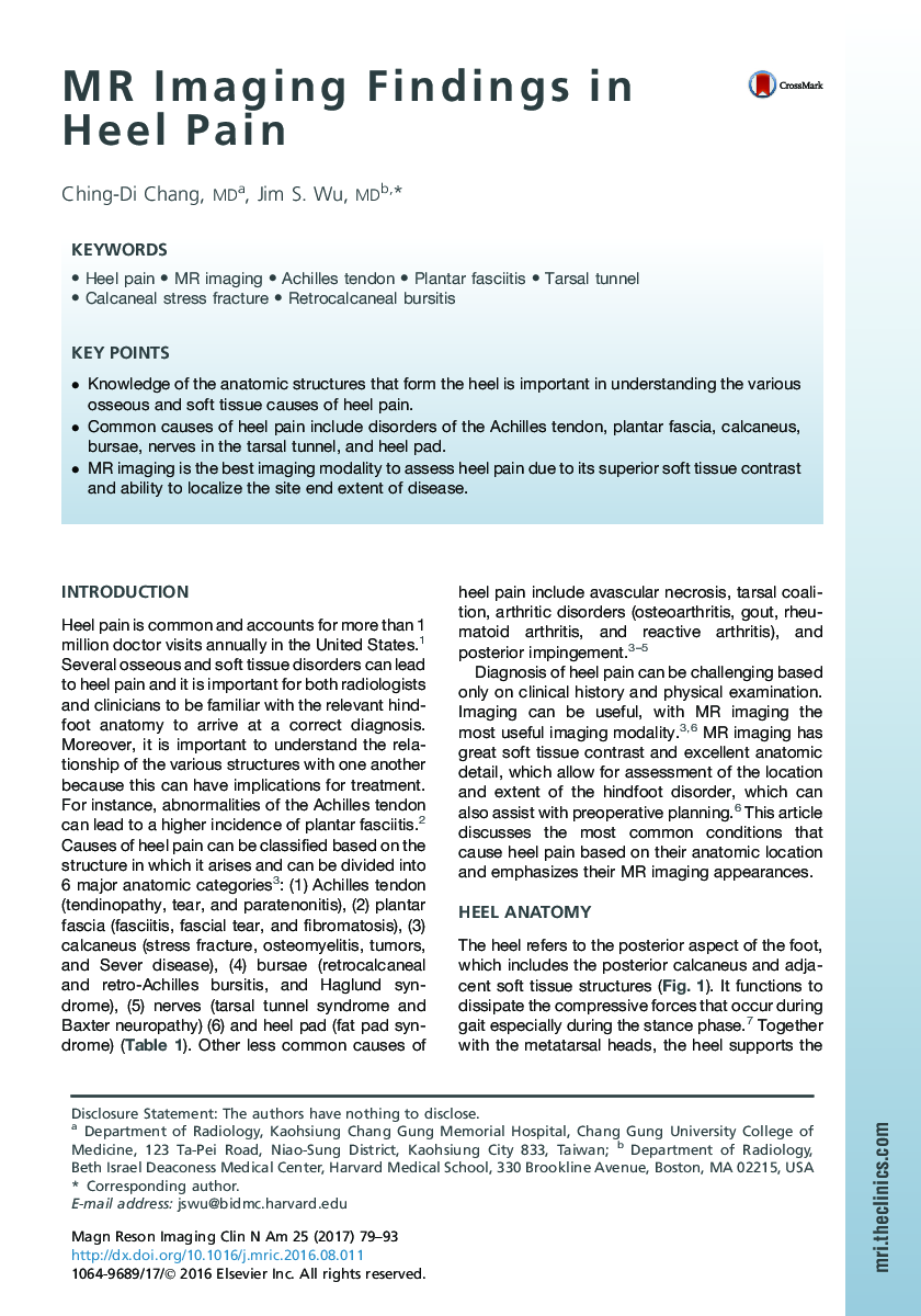 MR Imaging Findings in Heel Pain