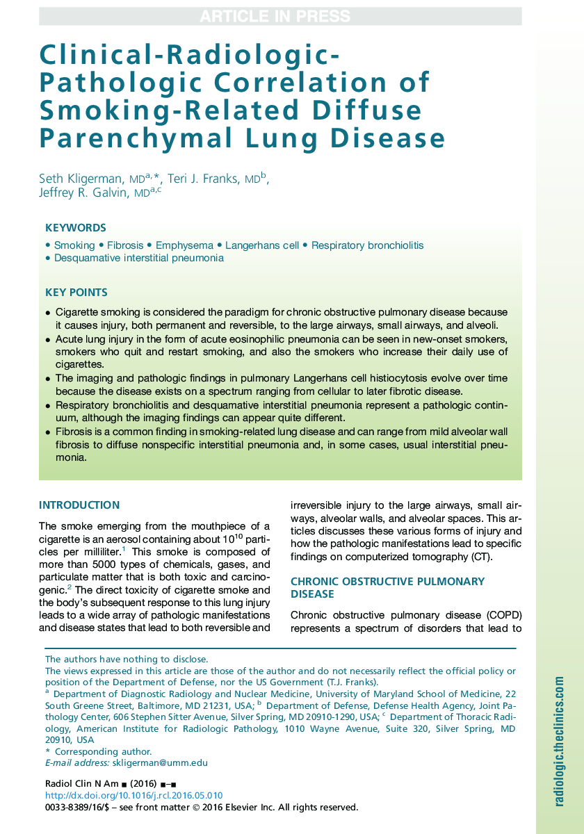 Clinical-Radiologic-Pathologic Correlation of Smoking-Related Diffuse Parenchymal Lung Disease