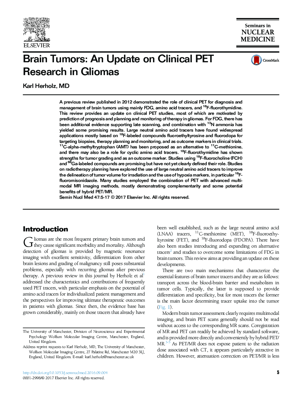 Brain Tumors: An Update on Clinical PET Research in Gliomas