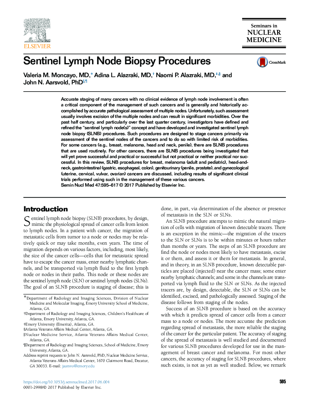 Sentinel Lymph Node Biopsy Procedures