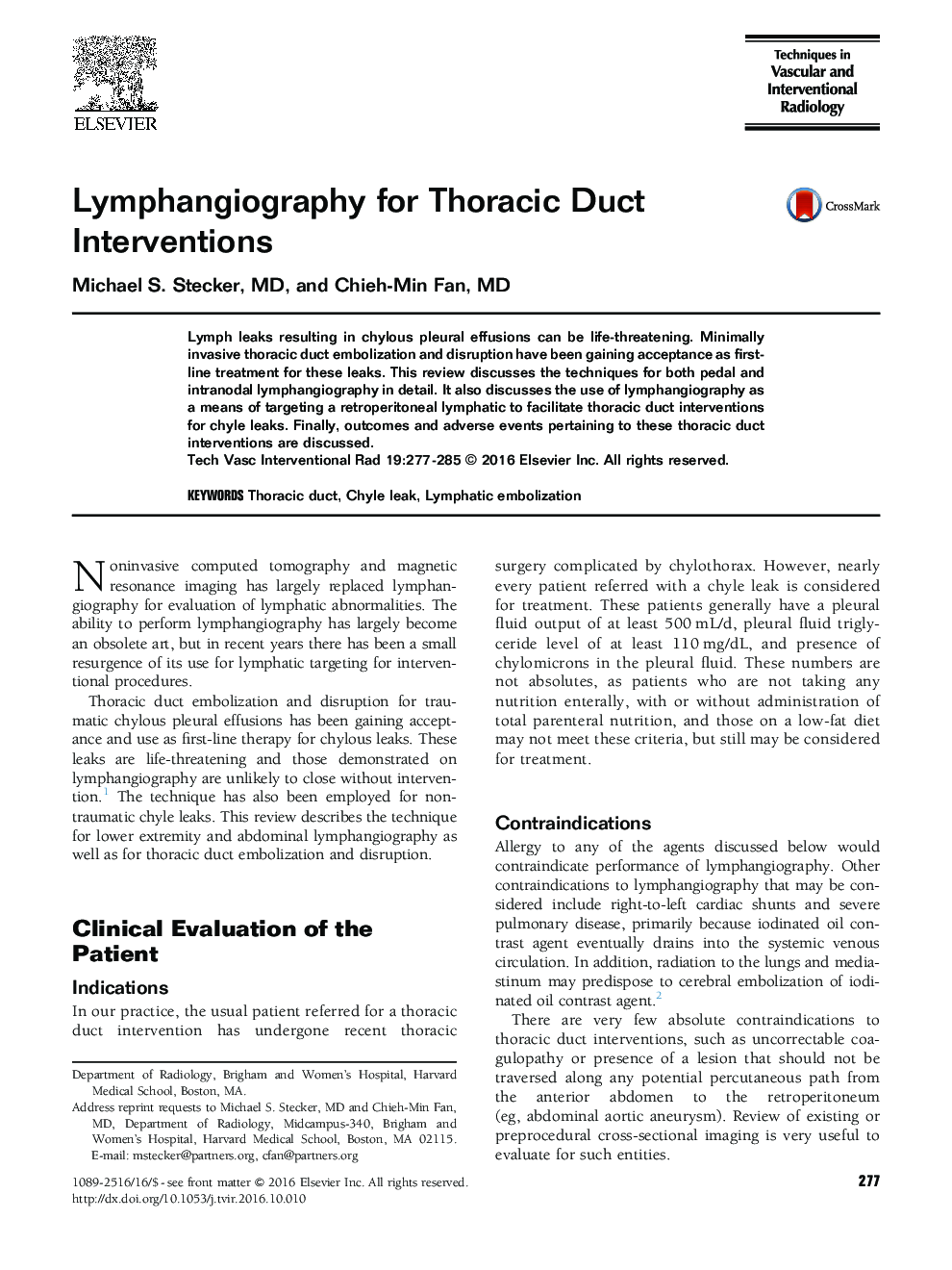 Lymphangiography for Thoracic Duct Interventions