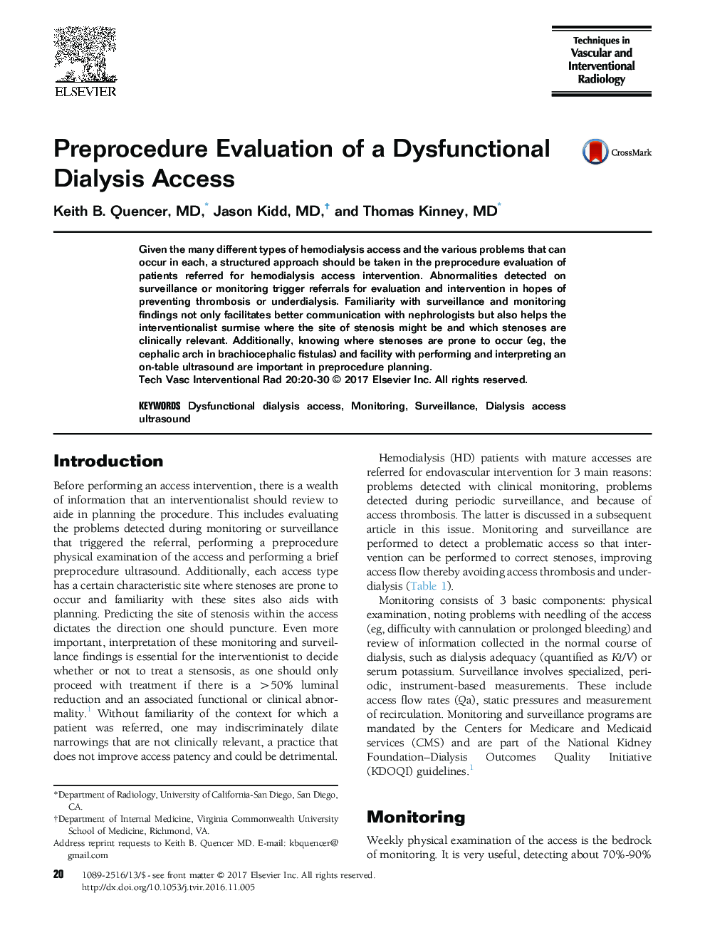 Preprocedure Evaluation of a Dysfunctional Dialysis Access