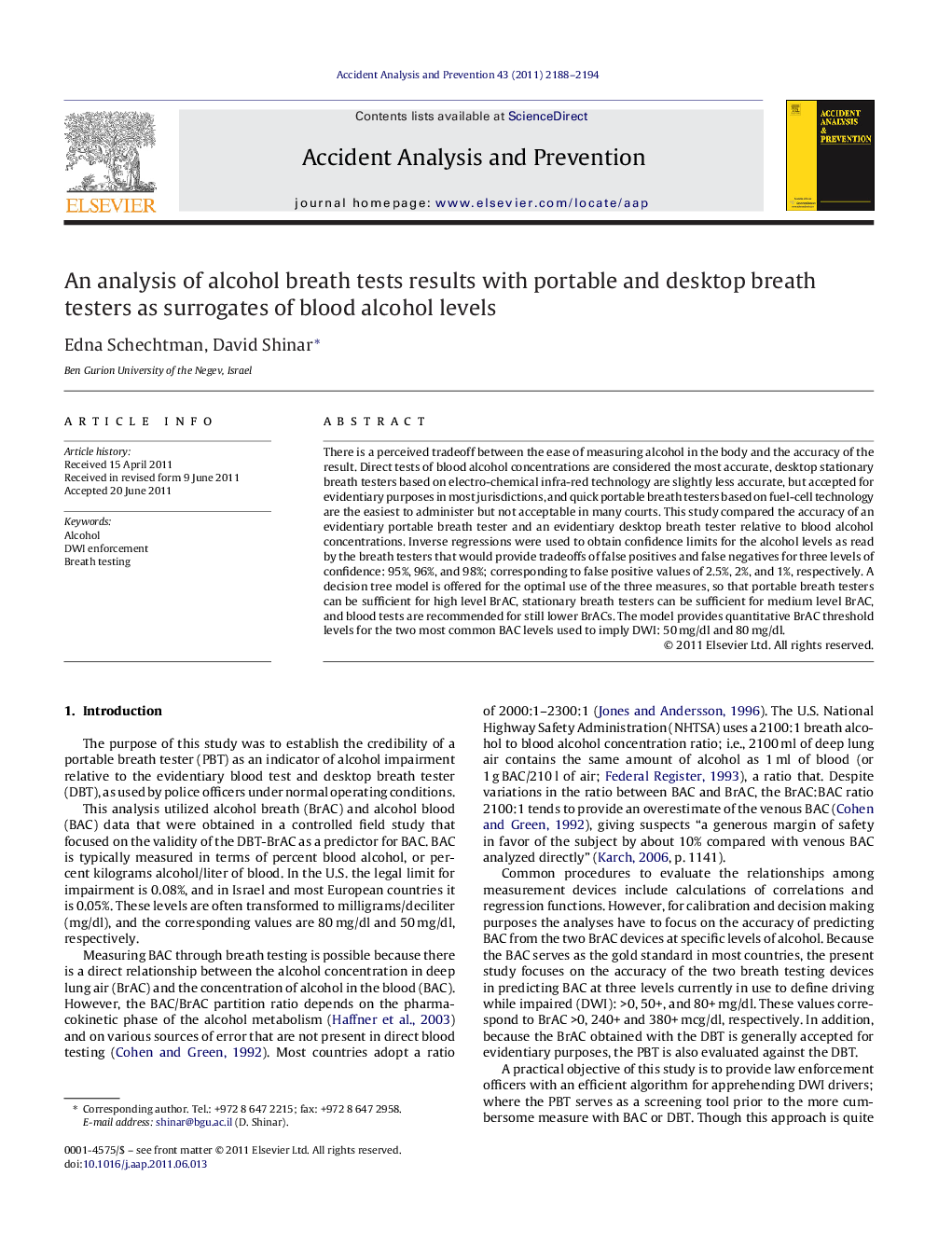 An analysis of alcohol breath tests results with portable and desktop breath testers as surrogates of blood alcohol levels