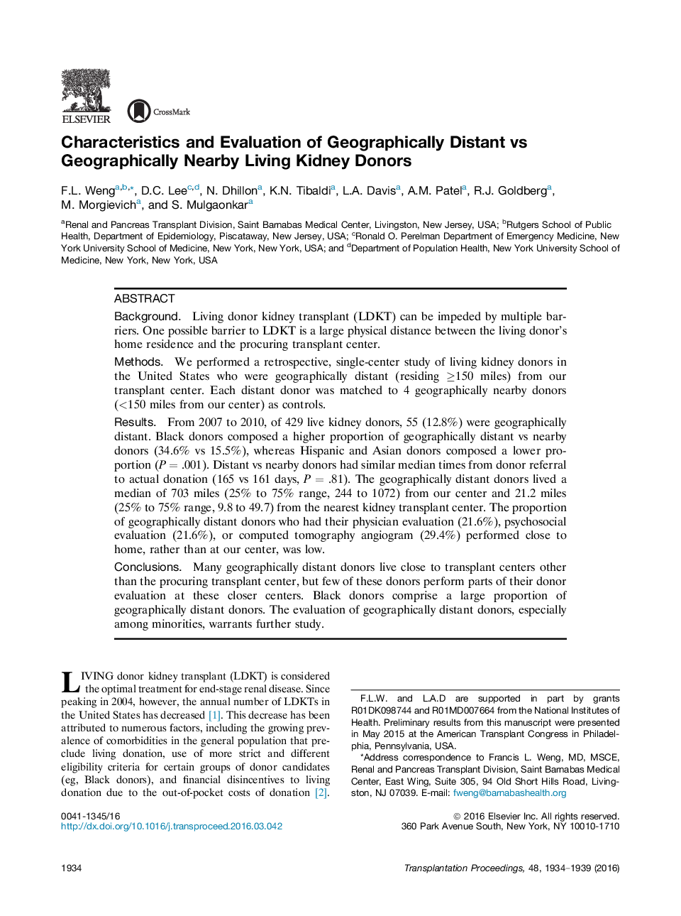 افق در پیوند کلیه مشخصات و ارزیابی از جغرافیایی دور نسبت به اهداکنندگان کلیه زندگی در نزدیکی جغرافیایی 