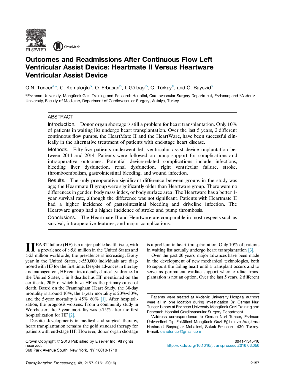 Horizons in TransplantationThoracic transplantationOutcomes and Readmissions After Continuous Flow Left Ventricular Assist Device: Heartmate II Versus Heartware Ventricular Assist Device