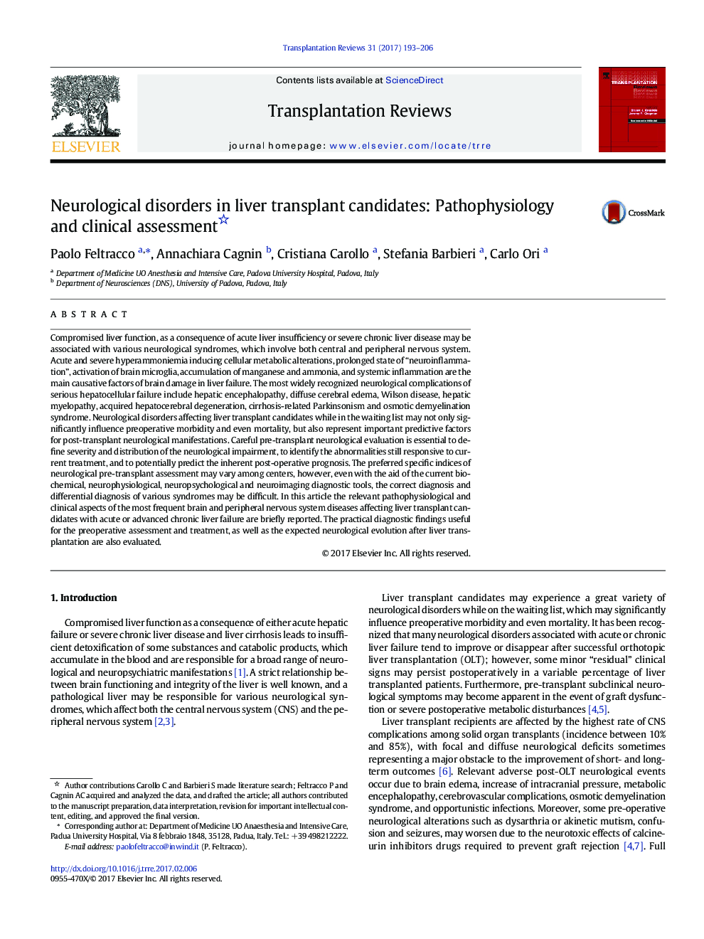 Neurological disorders in liver transplant candidates: Pathophysiology and clinical assessment
