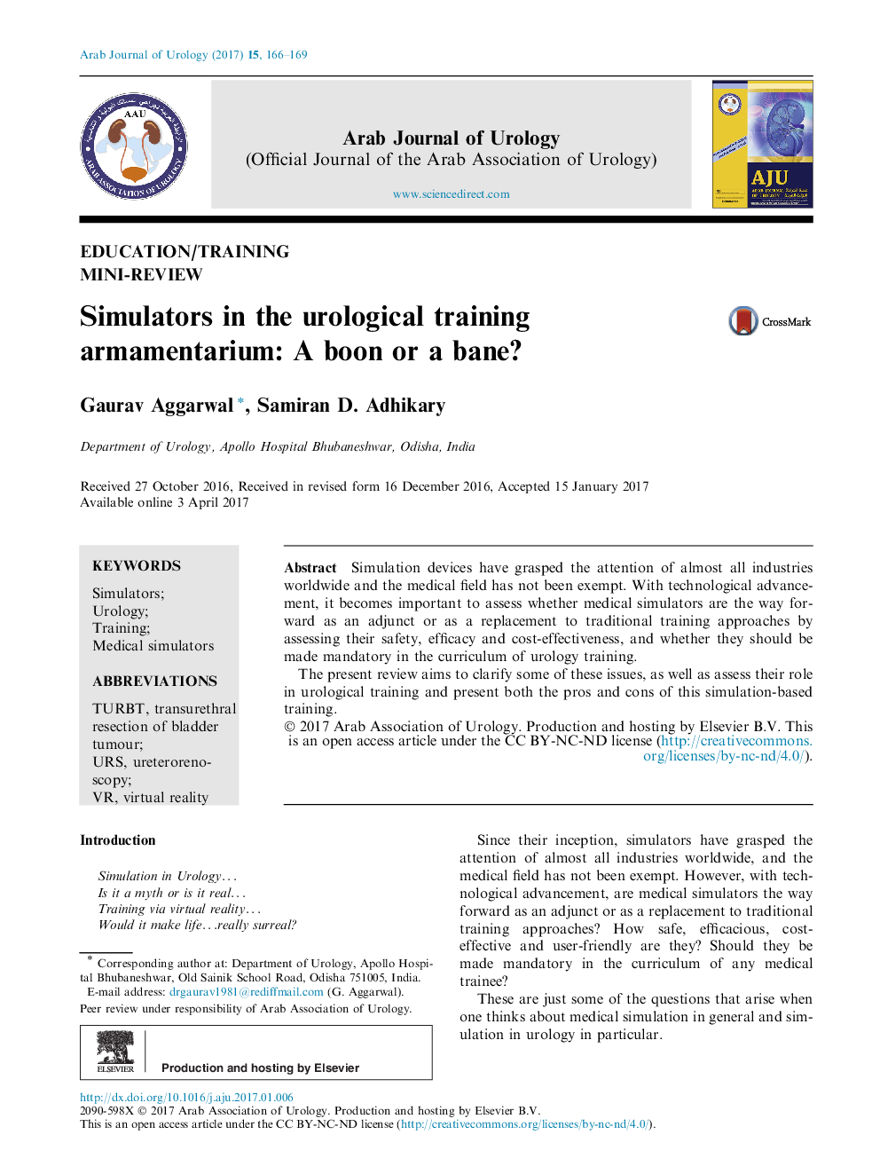 Mini-ReviewSimulators in the urological training armamentarium: A boon or a bane?