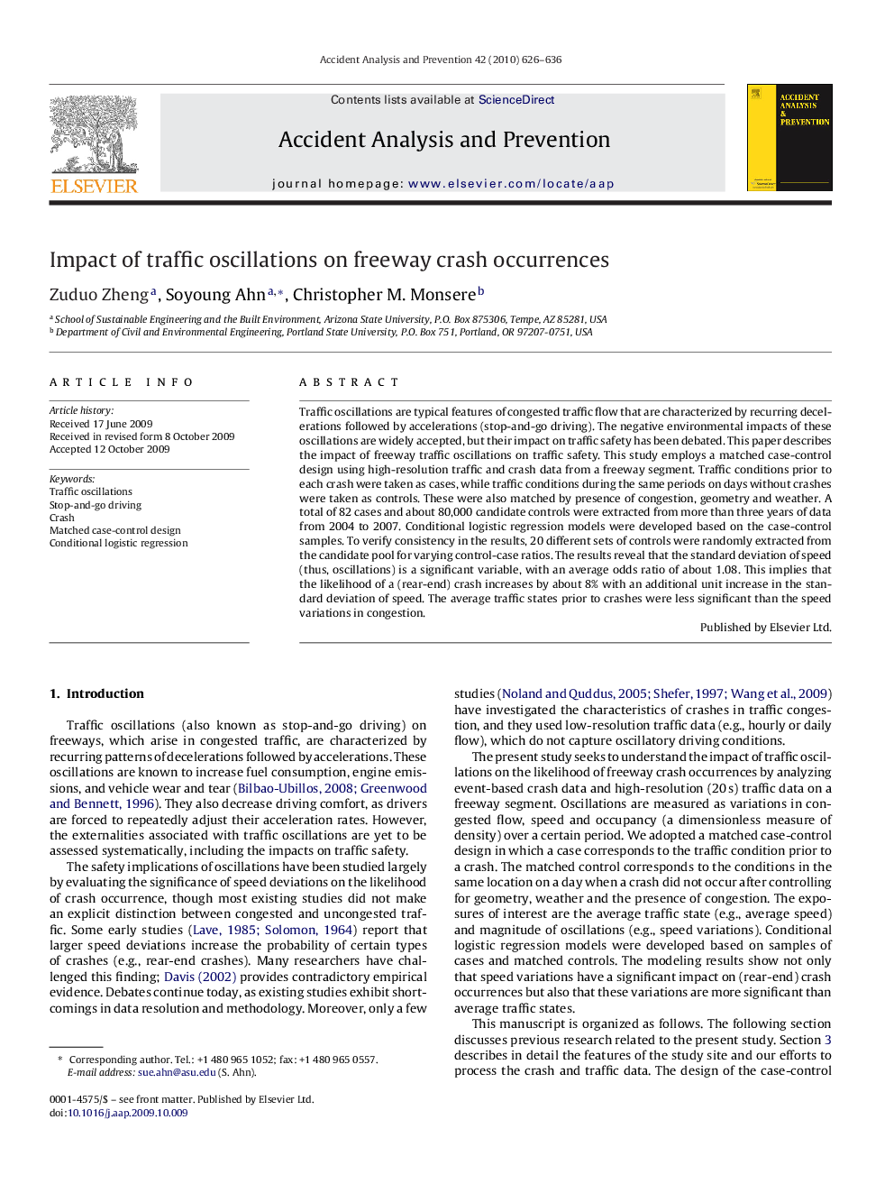 Impact of traffic oscillations on freeway crash occurrences