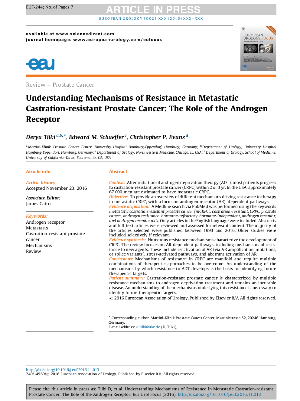 Understanding Mechanisms of Resistance in Metastatic Castration-resistant Prostate Cancer: The Role of the Androgen Receptor