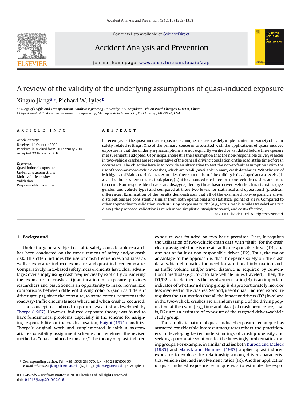 A review of the validity of the underlying assumptions of quasi-induced exposure