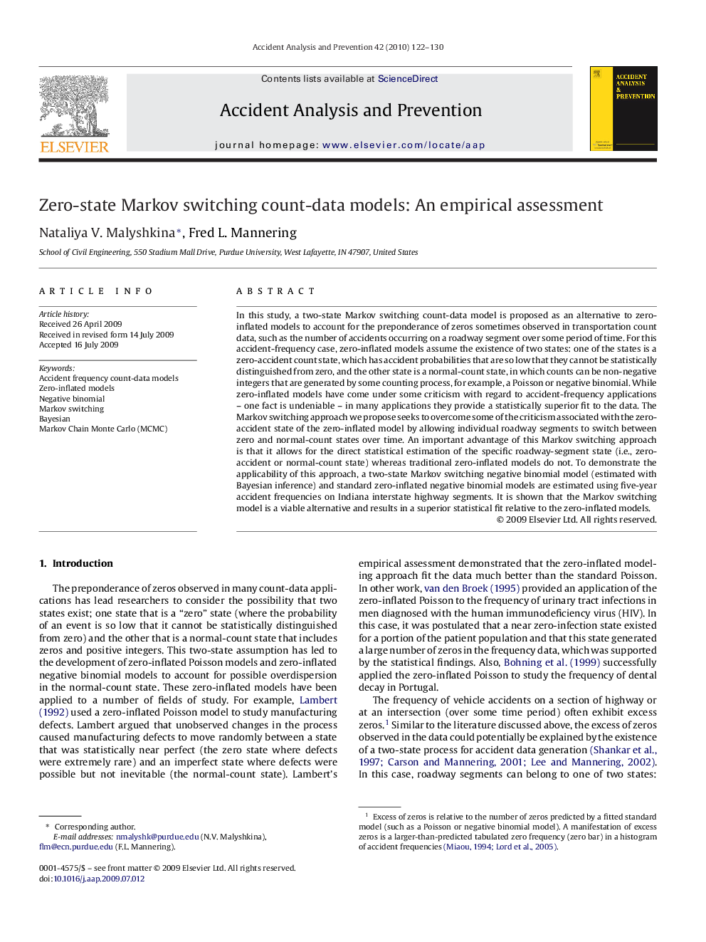 Zero-state Markov switching count-data models: An empirical assessment