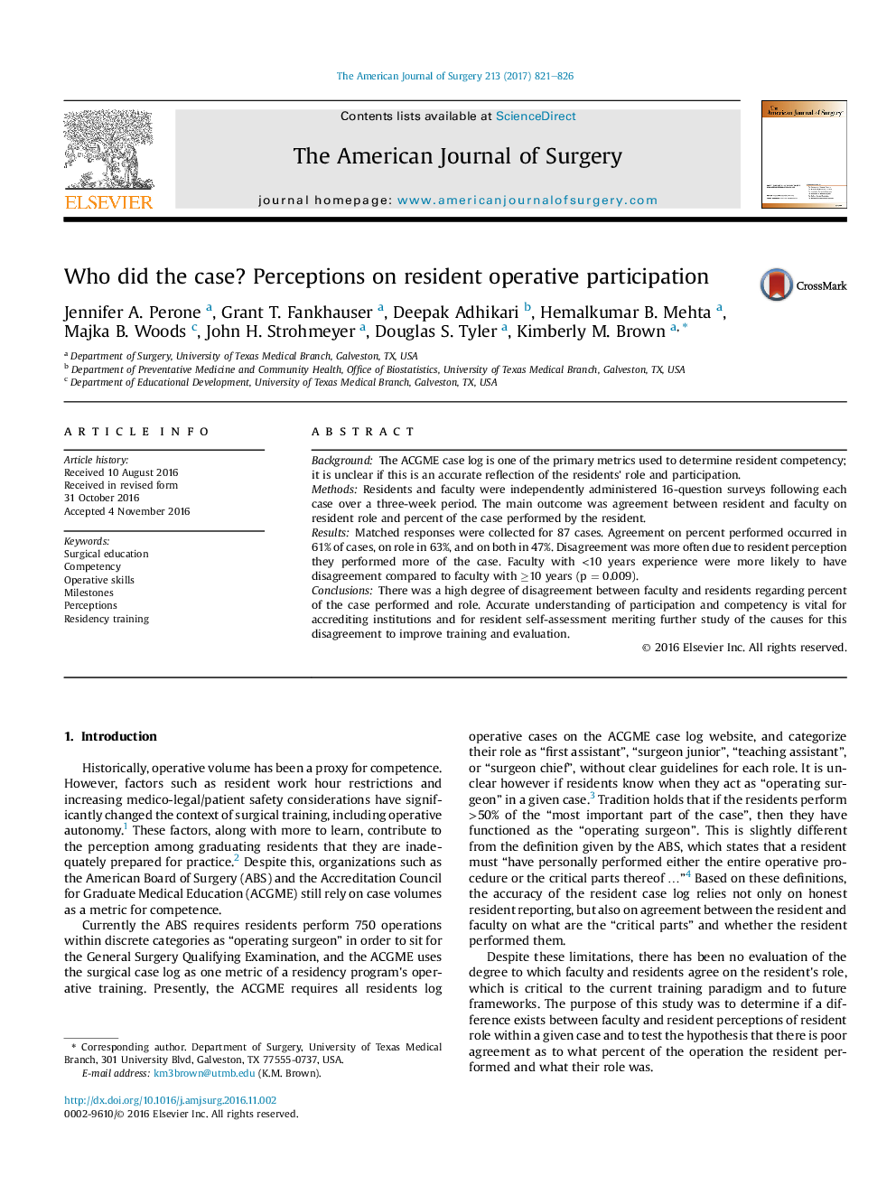 Who did the case? Perceptions on resident operative participation