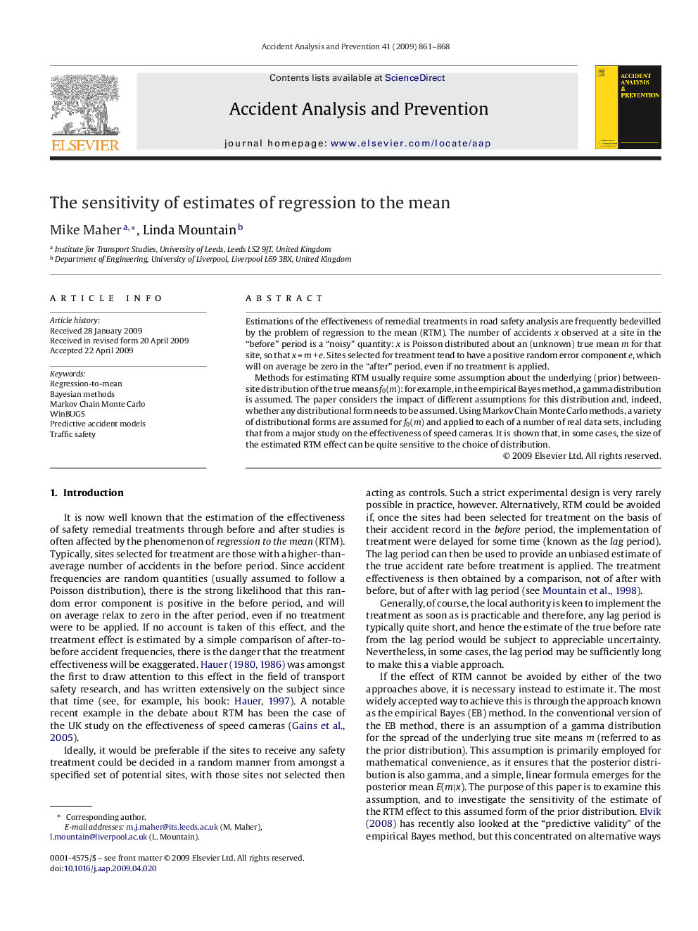 The sensitivity of estimates of regression to the mean