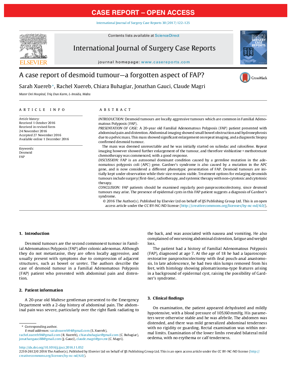 Case ReportA case report of desmoid tumour-a forgotten aspect of FAP?