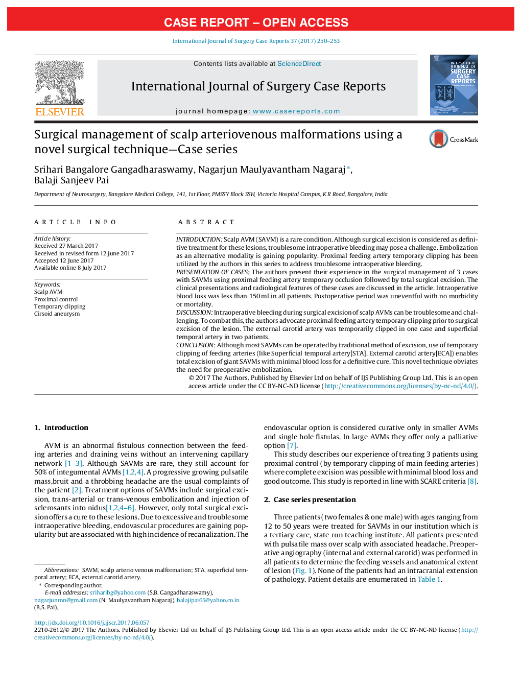 Case seriesSurgical management of scalp arteriovenous malformations using a novel surgical technique-Case series