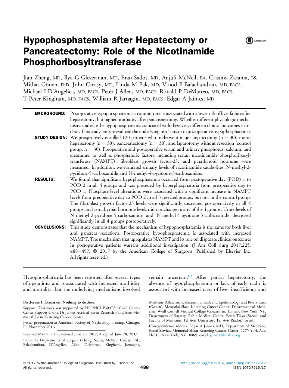 مقاله اصلی علمی هپوفسفاتمی پس از هپاتکتومی یا پانکراتکتومی: نقش نیکوتینامید فسفریبوسیل ترانسفراز 