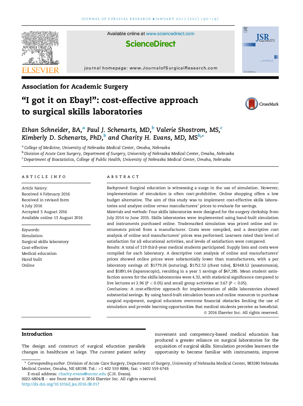 “I got it on Ebay!”: cost-effective approach to surgical skills laboratories