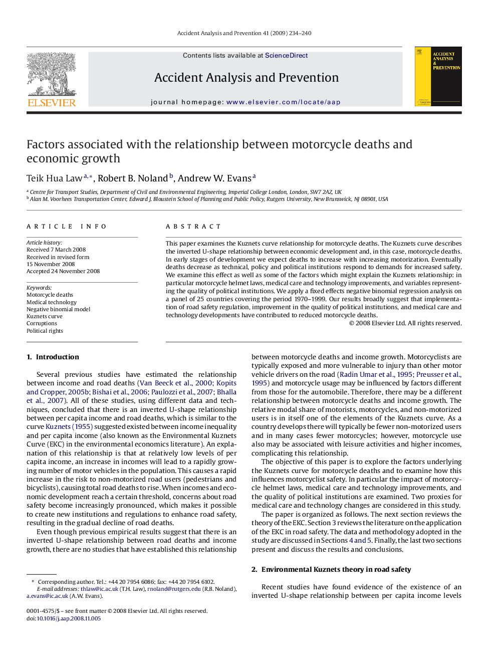 Factors associated with the relationship between motorcycle deaths and economic growth