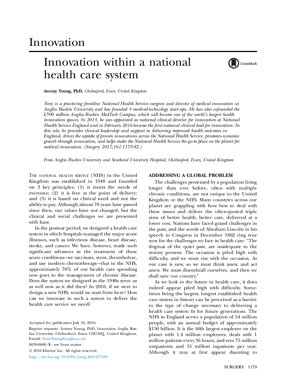InnovationInnovation within a national health care system