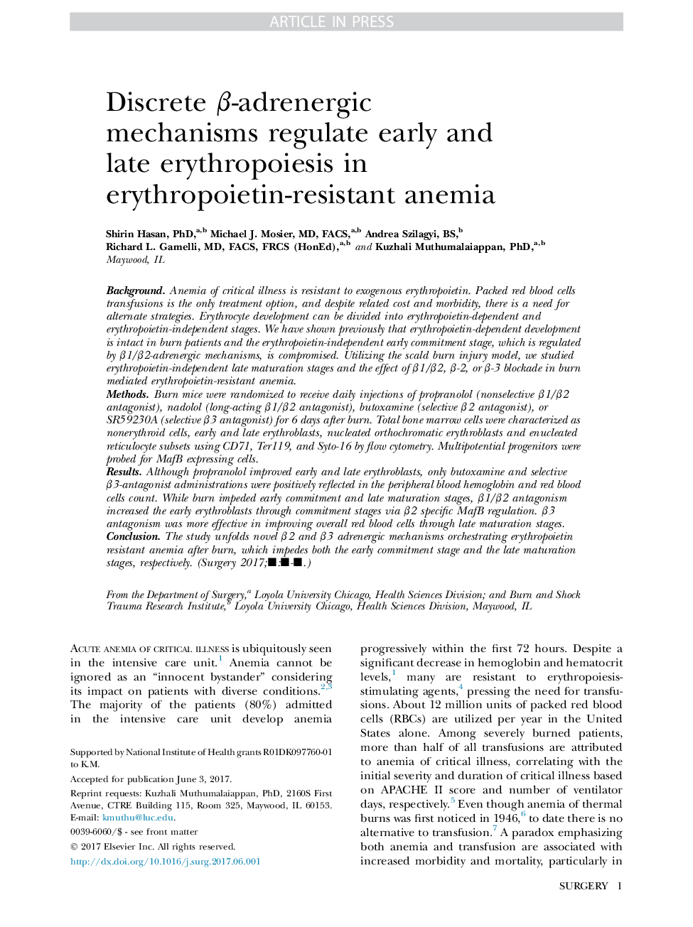 Discrete Î²-adrenergic mechanisms regulate early and late erythropoiesis in erythropoietin-resistant anemia