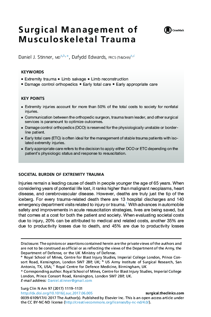 Surgical Management of Musculoskeletal Trauma