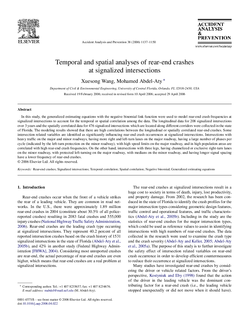 Temporal and spatial analyses of rear-end crashes at signalized intersections