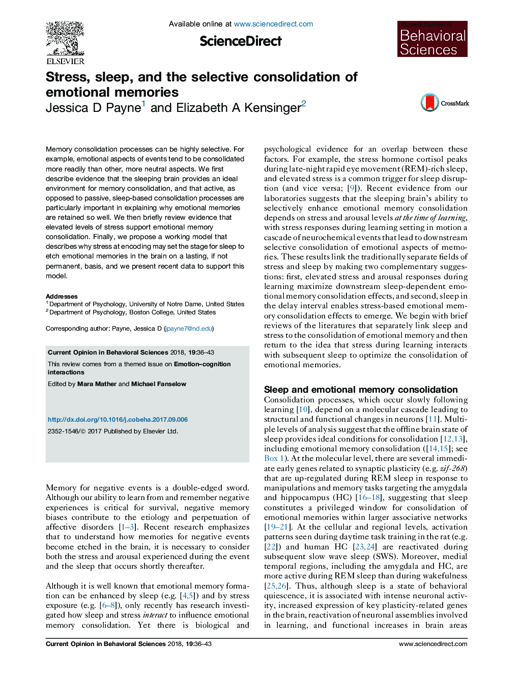 Stress, sleep, and the selective consolidation of emotional memories