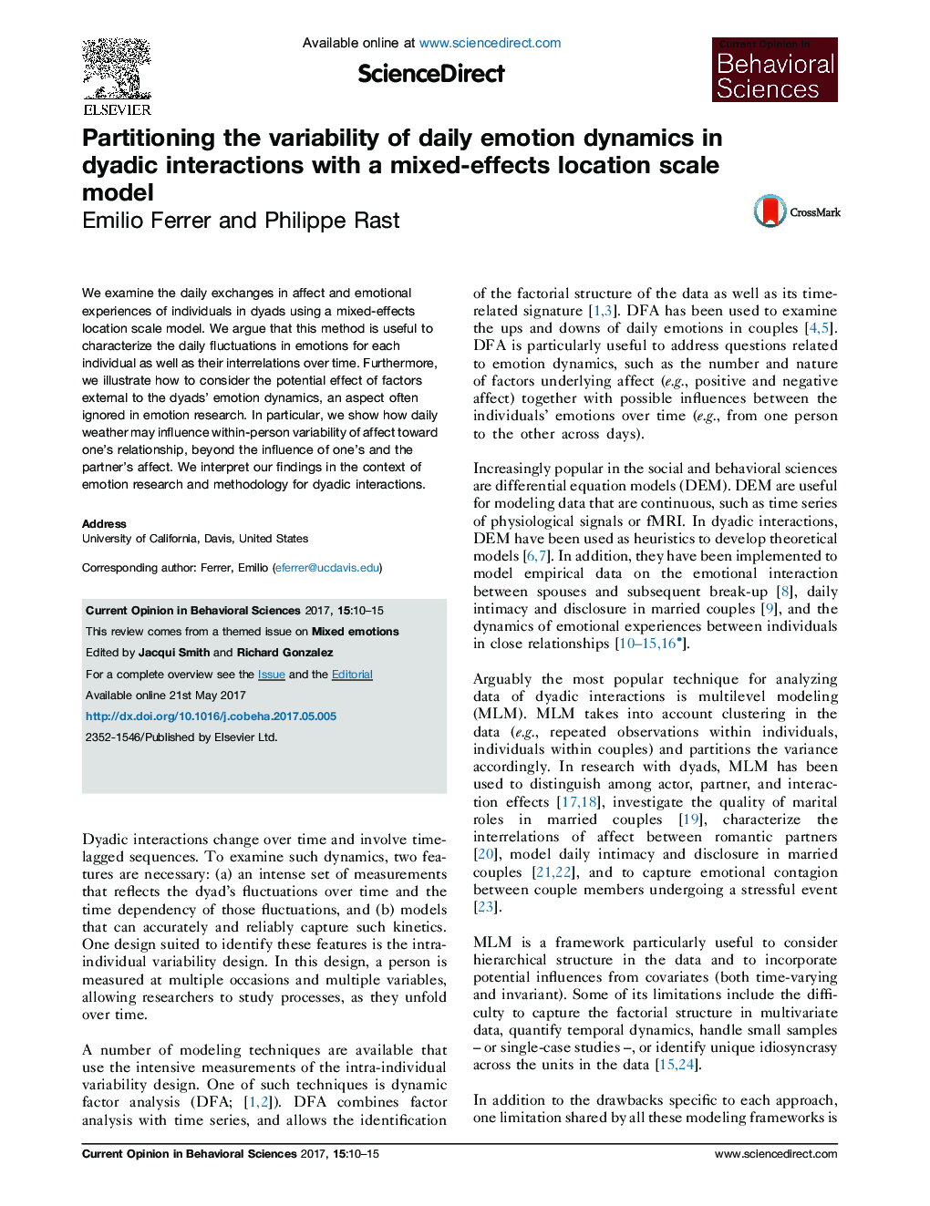 Partitioning the variability of daily emotion dynamics in dyadic interactions with a mixed-effects location scale model