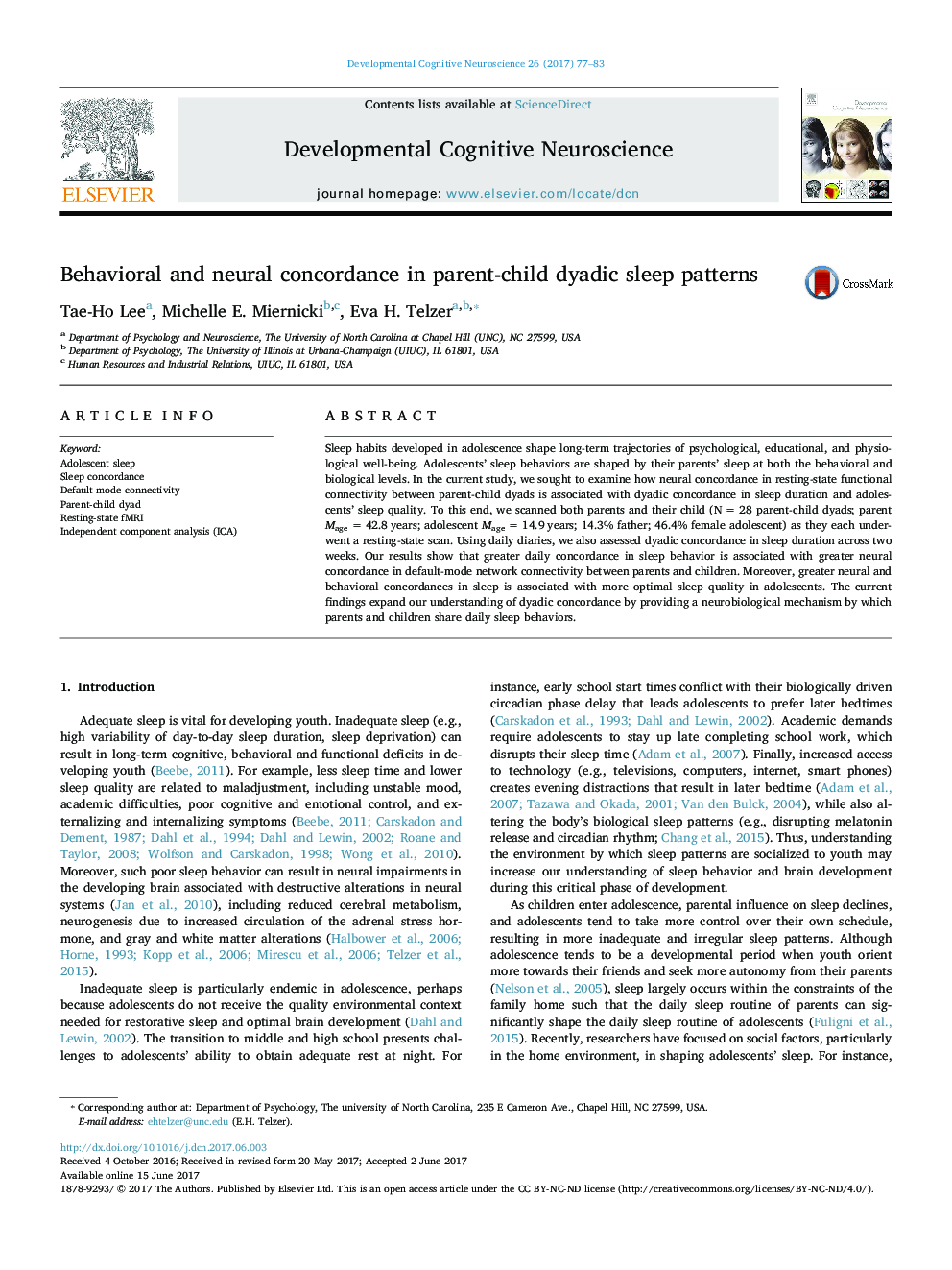 Behavioral and neural concordance in parent-child dyadic sleep patterns
