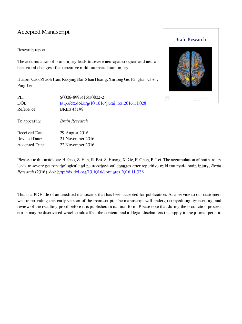 The accumulation of brain injury leads to severe neuropathological and neurobehavioral changes after repetitive mild traumatic brain injury