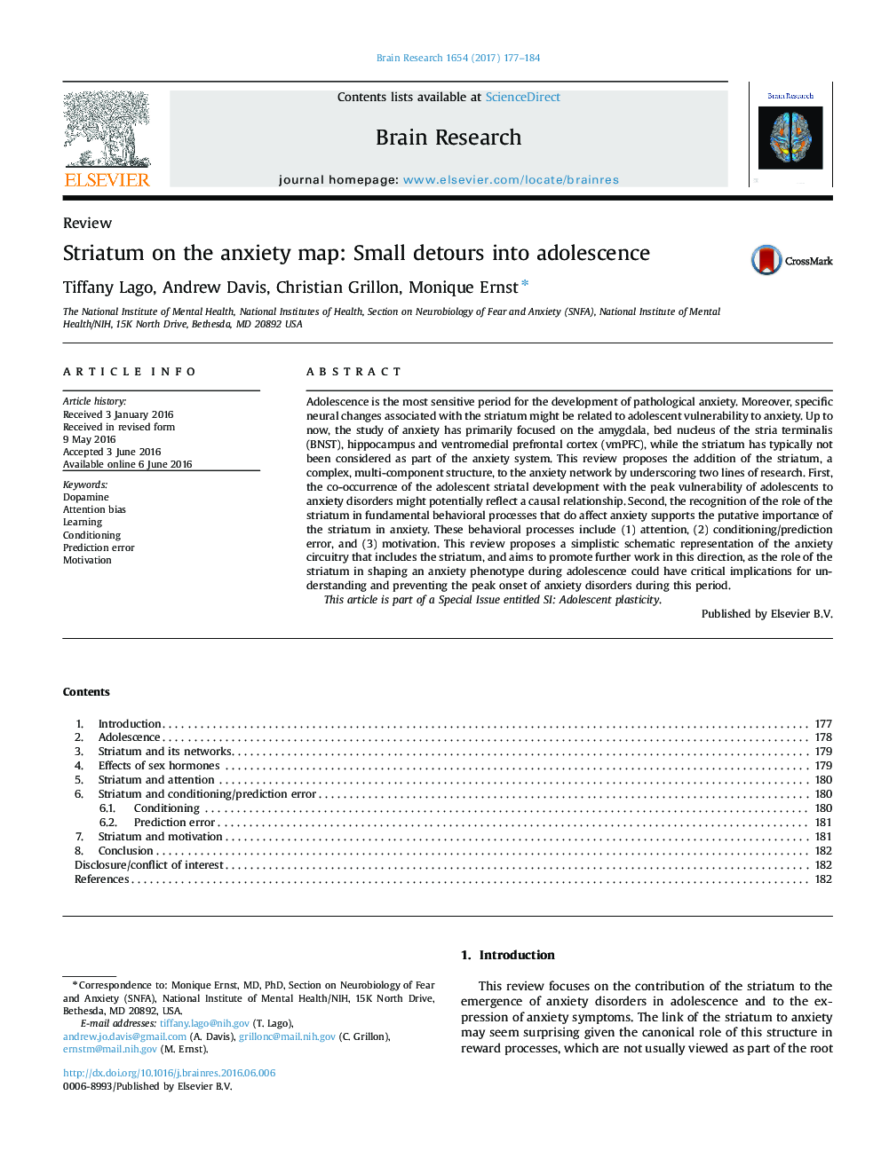 ReviewStriatum on the anxiety map: Small detours into adolescence