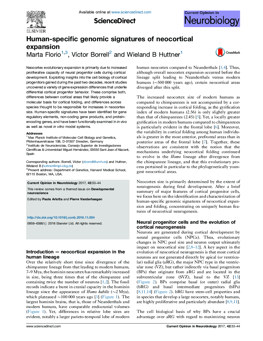 Human-specific genomic signatures of neocortical expansion