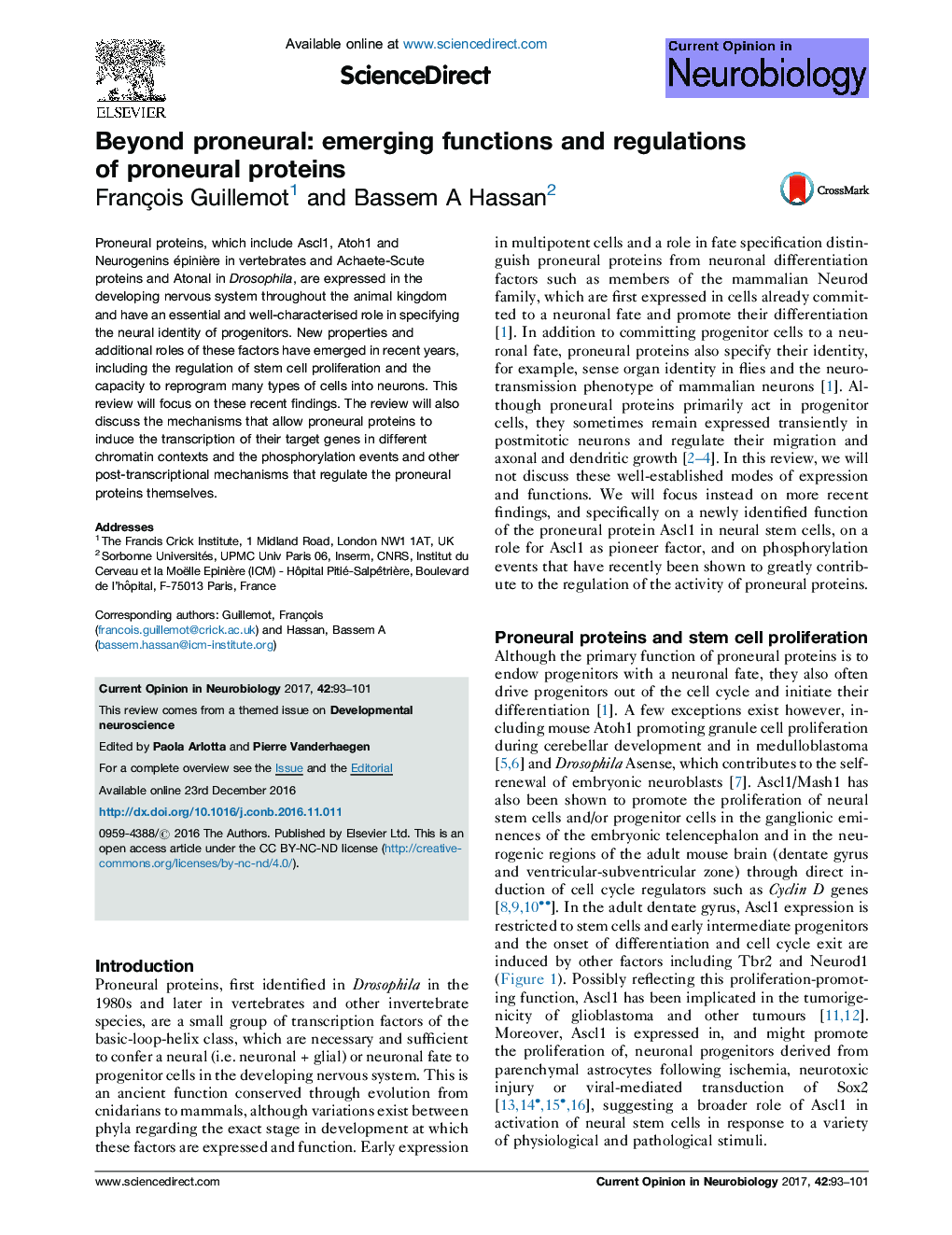 Beyond proneural: emerging functions and regulations of proneural proteins