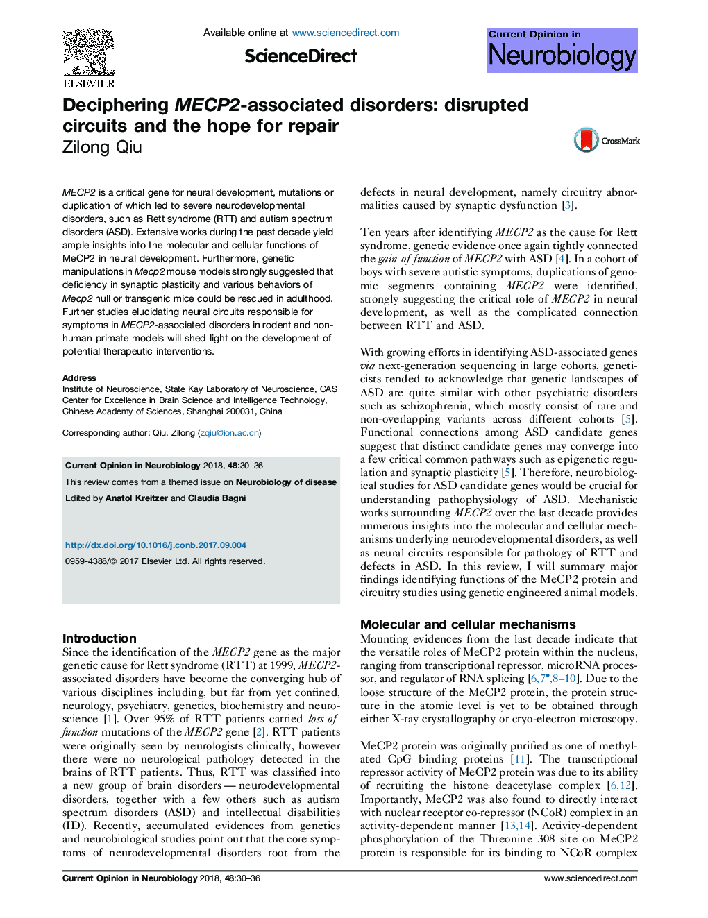 Deciphering MECP2-associated disorders: disrupted circuits and the hope for repair