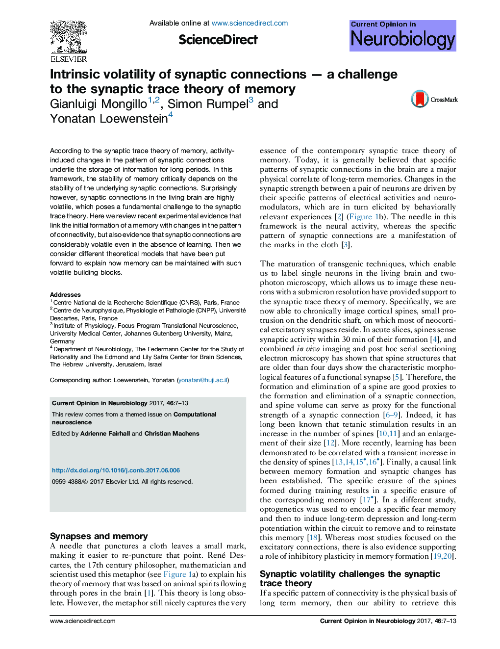 Intrinsic volatility of synaptic connections - a challenge to the synaptic trace theory of memory