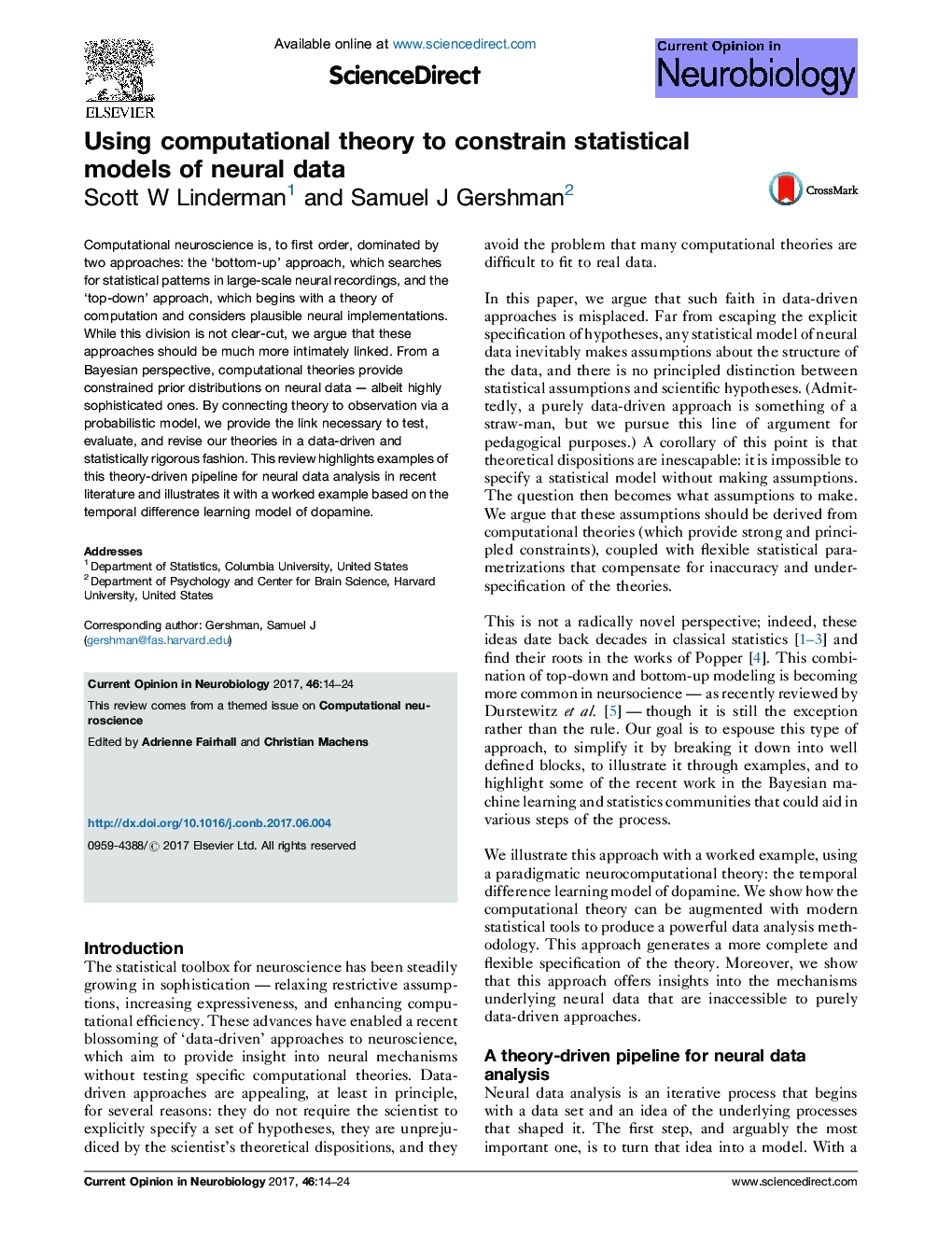 Using computational theory to constrain statistical models of neural data