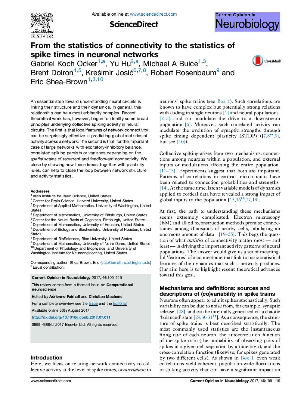 From the statistics of connectivity to the statistics of spike times in neuronal networks