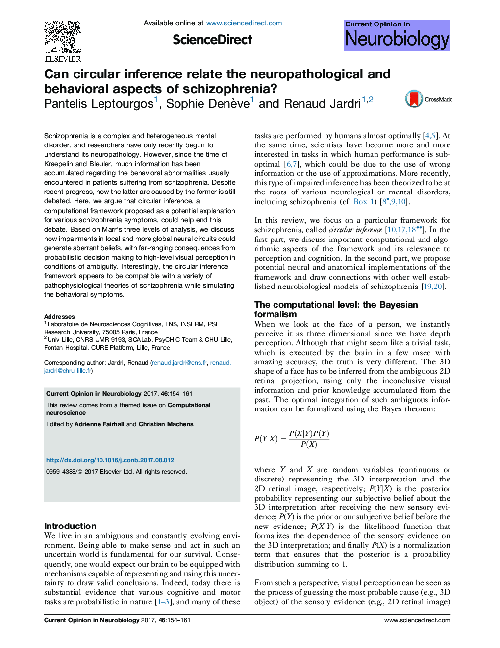 Can circular inference relate the neuropathological and behavioral aspects of schizophrenia?