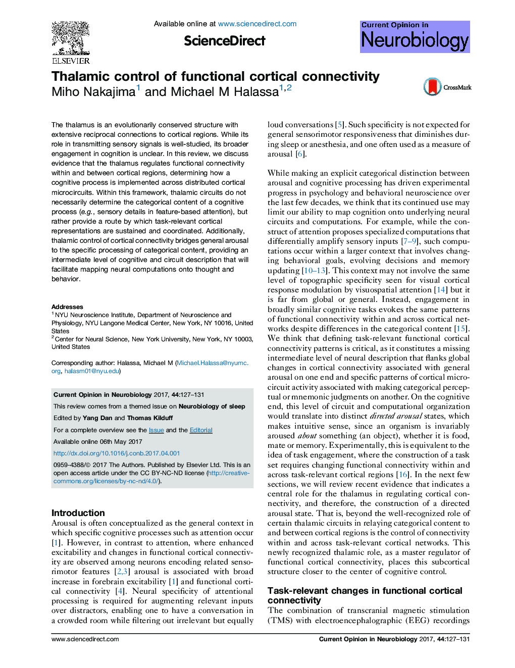 Thalamic control of functional cortical connectivity