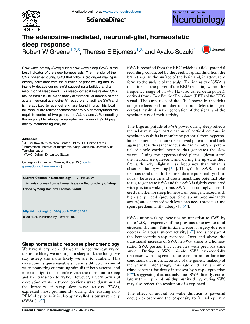 The adenosine-mediated, neuronal-glial, homeostatic sleep response
