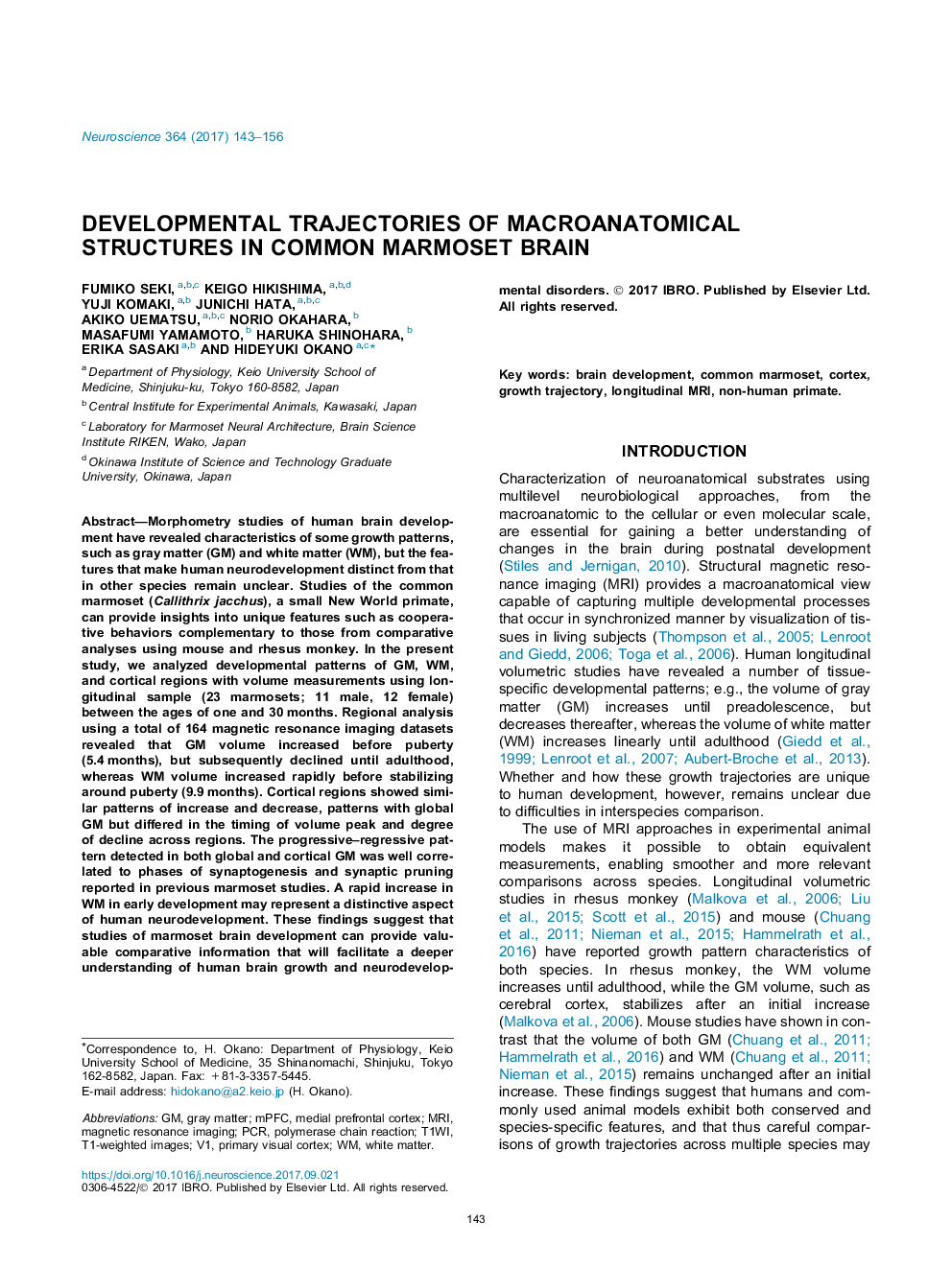 Developmental trajectories of macroanatomical structures in common marmoset brain