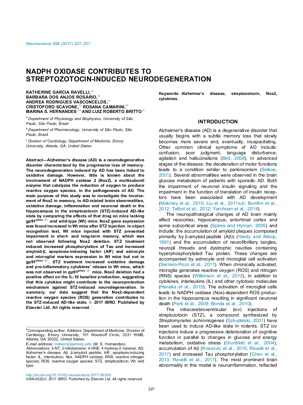 NADPH oxidase contributes to streptozotocin-induced neurodegeneration